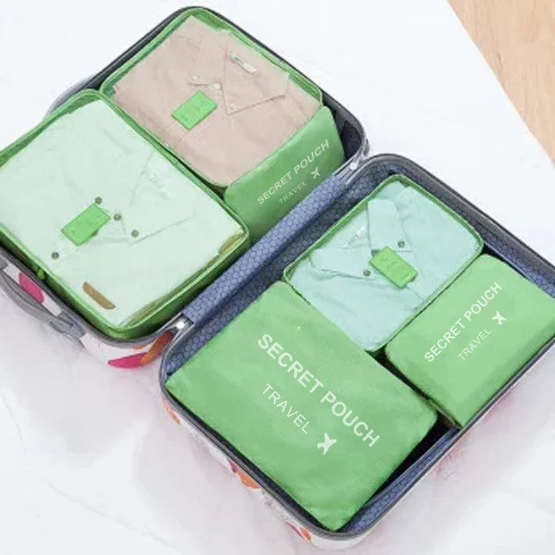 6 pcs/set pink/blue/Grey travel storage bag large capacity waterproof luggage clothing underwear storage bag with zipper